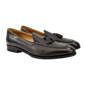 Suitsupply Dark Brown Smooth Leather Slip On Tassel Loafers Dress Shoes sz 11